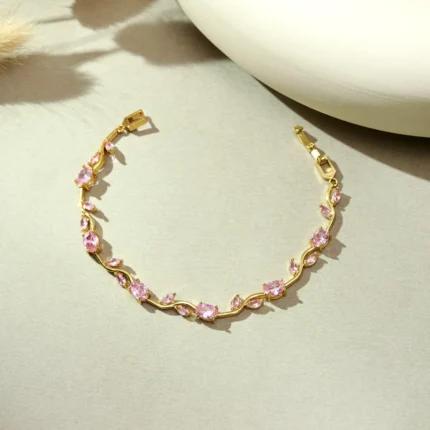 Tulip Crystal Vine Bracelet - Pink