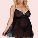 Sexy Plus Size Transparent Black Babydoll